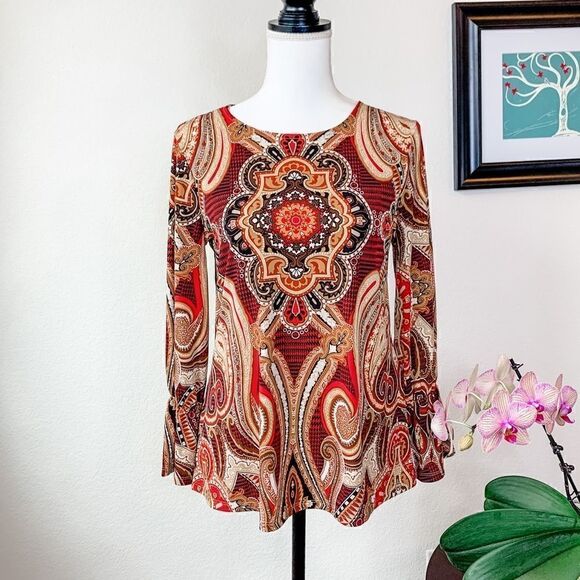 🍋 Chico’s • 3/4 Sleeve Boho Top - Picture 1 of 13